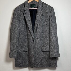 Lauren Ralph Lauren Black and White Herringbone Blazer